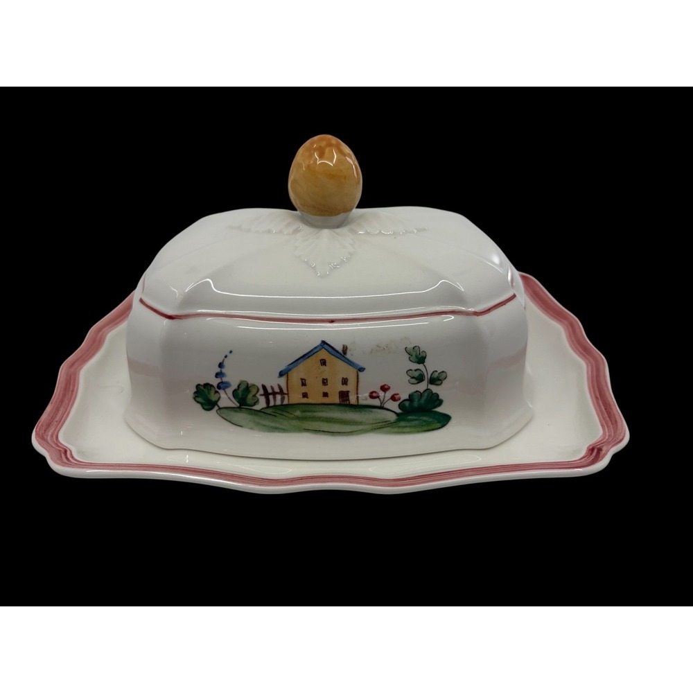 Villeroy & Boch Jardin D'Alsace Fleur Square Butter Dish Covered Porcelain
